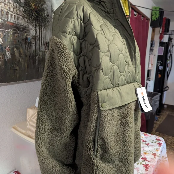 NWT Bass Outfit Olive Green Quilted Hooded Jacket - Picture 4 of 7